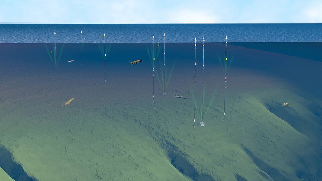 O Coastal Pioneer Array consiste em três tipos de amarras, planadores oceânicos e veículos submarinos autônomos, tornando-o um dos arrays mais complexos da rede OOI. A estrutura ancorada abrange mais de 160 quilômetros quadrados através da borda inclinada da plataforma continental da Nova Inglaterra. A “quebra de prateleira” biologicamente produtiva é de particular interesse para os cientistas: ela representa uma zona de transição entre água relativamente fresca, pobre em nutrientes perto da costa e água mais rica em nutrientes e mais salgada no rio Dee.