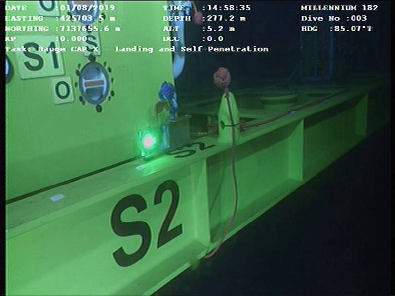 Das LUMA-Modem wurde verwendet, um Kreiseldaten über ein ROV an die Oberfläche zu übertragen und den Unterwasserkranbetrieb zu unterstützen. Foto von der Hydromea.
