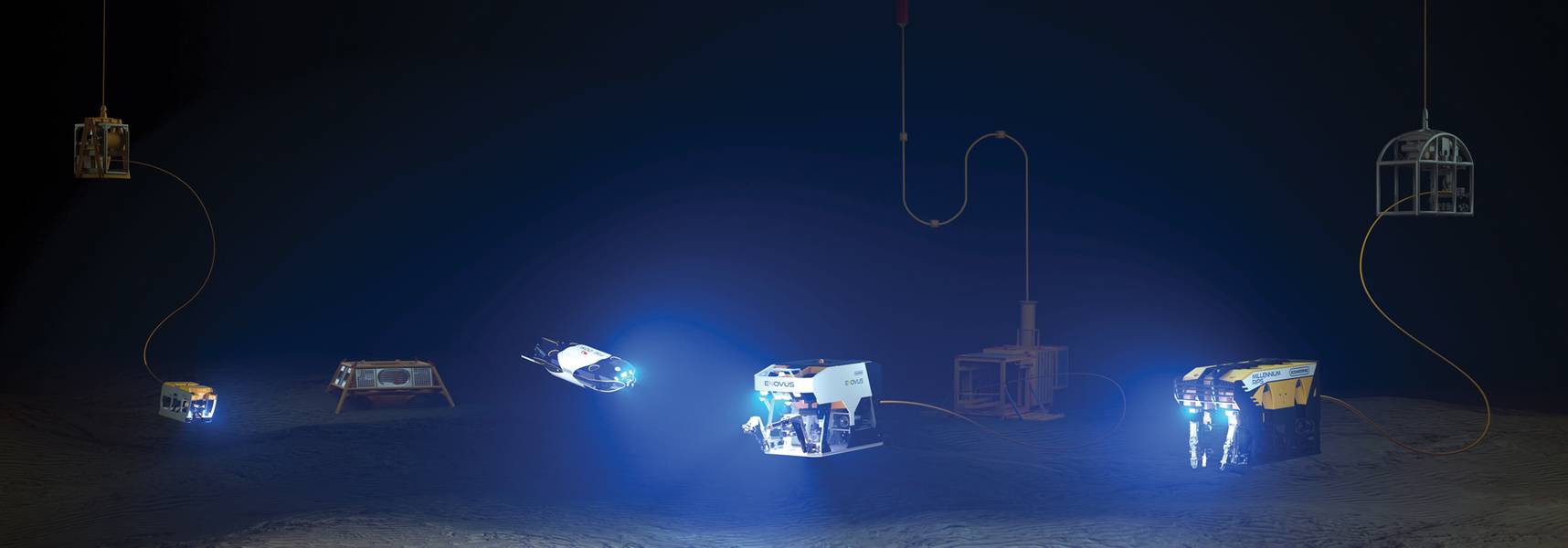 Das ROV-Angebot von Oceaneering mit Fahrzeugen der nächsten Generation, Freedom und E-ROV, ist enthalten. Mit freundlicher Genehmigung von Oceaneering International