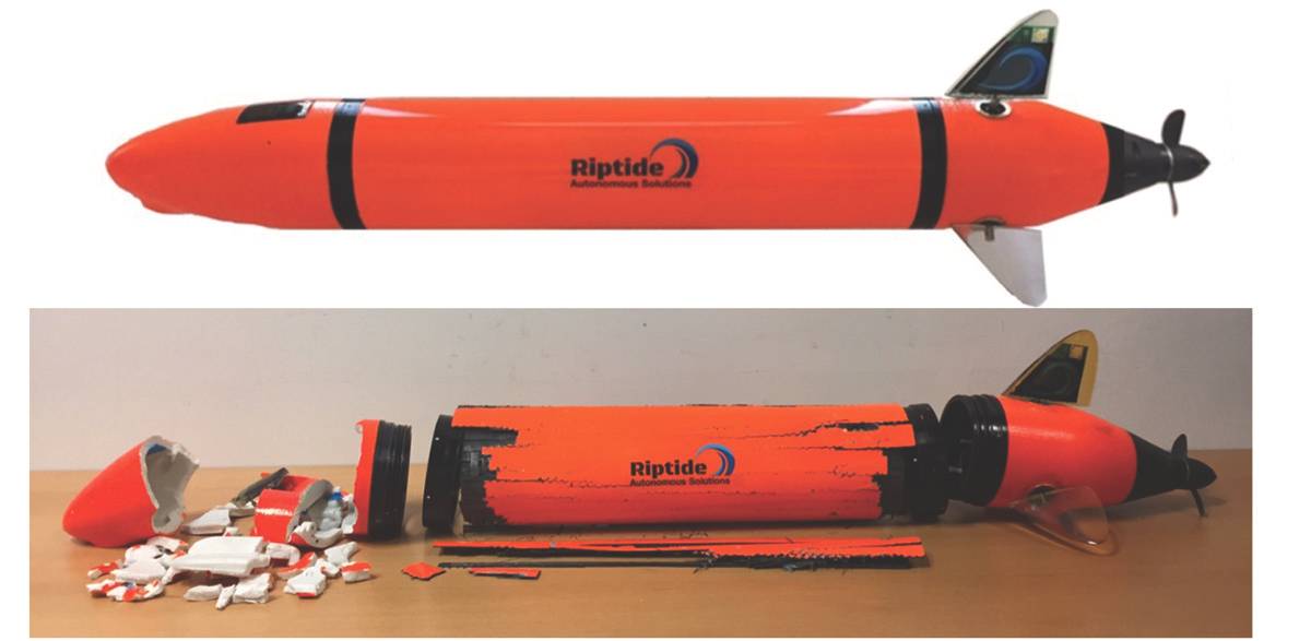 図3. Micro-UUV Hullの故障テストの結果（Photo：Riptide）