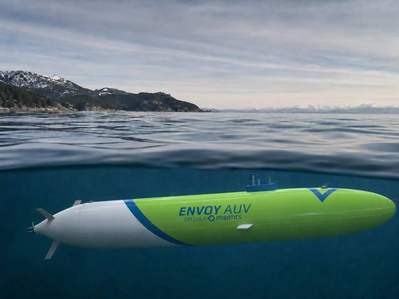 Vehículo submarino autónomo Envoy. Crédito: Cellula Robotics