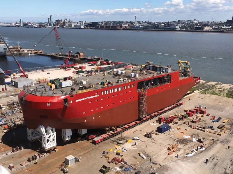 Номер 8 - корабль, RRS сэр Дэвид Аттенборо, недавно запущенный в Cammell Laird в Великобритании