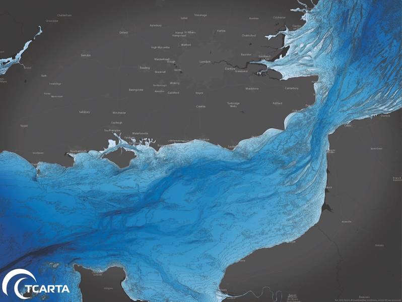 अंग्रेजी चैनल के साथ उत्तरी यूरोप में टीकार्टा का 30 मीटर जीआईएस पैकेज। (क्रेडिट: हारून सागर)