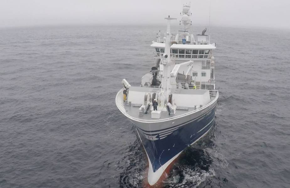 बर्डव्यू नॉर्वे में मछली पकड़ने के जहाजों से अपने ड्रोन का परीक्षण कर रहा है। बर्ड व्यू से फोटो।