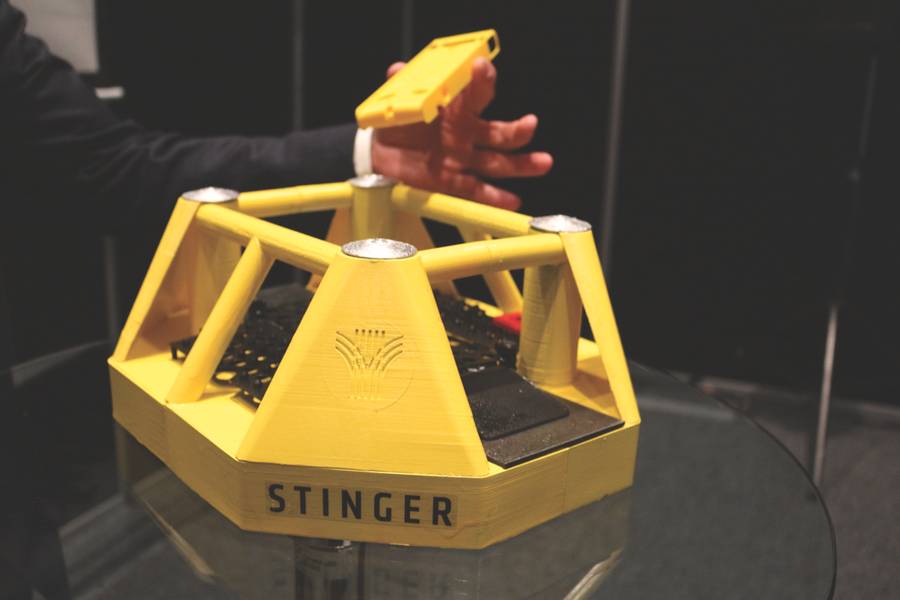 为Equinor开发的Stinger无人机扩展坞概念模型。 （照片：Elaine Maslin）