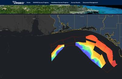 Avances en la Iniciativa de Cartografía del Fondo Marino de Florida, visualizados en la plataforma VirGeo® de Fugro. Crédito: Fugro