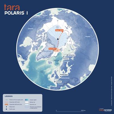 Mapa da expedição Tara Polaris I. © Fundação Tara Ocean