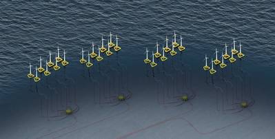 مزرعة رياح عائمة قبالة الساحل تستخدم مراكز تجميع الطاقة MECON الصورة مقدمة من شركة Baker Hughes