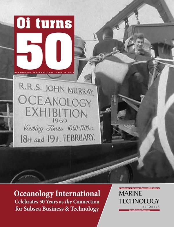 Anexado aqui está um link para a primeira edição comemorativa, que foi produzida antes da Oceanology International Americas, marcada para San Diego em duas semanas: https://magazines.marinelink.com/NWM/Others/OI50/