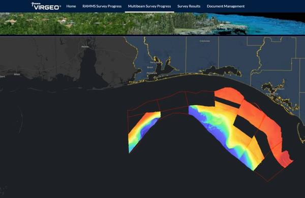 Avances en la Iniciativa de Cartografía del Fondo Marino de Florida, visualizados en la plataforma VirGeo® de Fugro. Crédito: Fugro