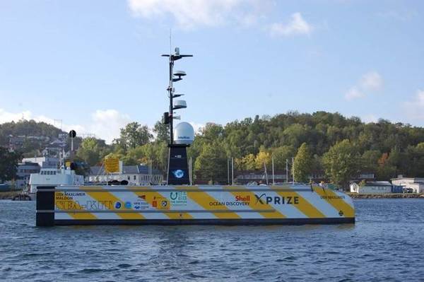Un ejemplo de una embarcación no tripulada, el Vaso para tripulación no tripulada USV Maxlimer Maldon de SEA-KIT es capaz de desplegar y recuperar una embarcación sumergible autónoma. SEA-KIT es un finalista del concurso Shell Ocean Discovery X-Prize (Foto: MCA)