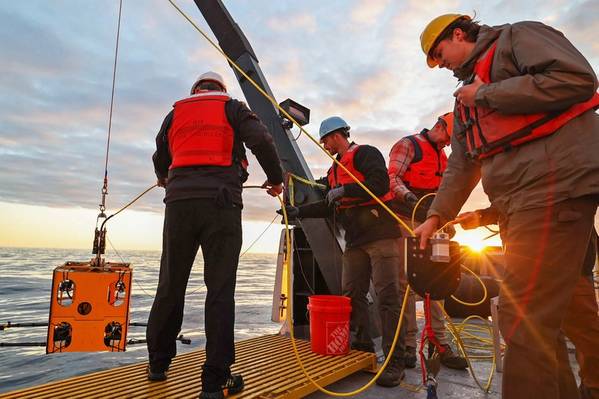 Rhody wird in den See hinabgelassen. Bildnachweis: Marley Parker