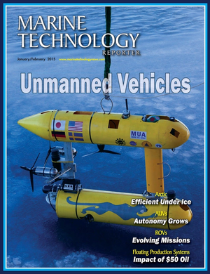 Marine Technology Magazine Cover Jan 2015 - Underwater Vehicle Annual: ROV, AUV, and UUVs 