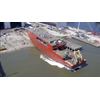 The 10,000-metric-ton hull of the RRS Sir David Attenborough glides into the water (Photo: BAS)