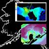 32,000 miles of Alaskan coastline pose a challenge and an opportunity for Satellite Derived Bathymetry. Technologies developed to survey water clarity in daily satellite imagery (upper right inset) can be used as a tool to determine precise collection of high-resolution imagery for Satellite Derived Bathymetry surveying (lower right inset). Image courtesy TCarta
