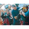 Commander Bobbie Scholley and Captain Chris Murray in Mk 21 with DUI hot water suits in preparations to dive to 240 fsw during MONITOR Expedition 2001. Photo courtesy of US Navy/Released.