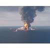 Deepwater Horizon burning in April 2010. Image by US Coast Guard