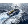 Exail has developed a modular LARS that can handle both AUVs and towed underwater vessels from an unmanned surface vessel. Credit: Exail
