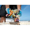 A marine debris team member gathers a handful of disposable cigarette lighters picked up at a beach cleanup site. (NOAA)