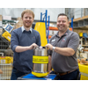 (L-R) Matt Kingsland, NOC and Paul Griffiths, Sonardyne, with the SPRINT-Nav 700 at the NOC robotics lab during Ocean Business (Photo: Sonardyne)