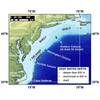 Map of the northern US Atlantic margin showing the locations of newly-discovered methane seeps mapped by researchers from Mississippi State University, the US Geological Survey, and other partners. None of the seeps shown here was known to researchers before 2012. (Credit: USGS)