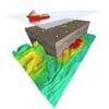 Schematic view of a controlled source electromagnetic (CSEM) survey. A horizontal electric dipole (HED) is towed above receivers that are deployed on the seafloor. The HED emits a continuous EM signal which is recorded by the receivers (For illustration; Credit: EMGS)