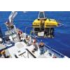 URI students, technicians and scientists launch the remotely operated vehicle “Hercules” into the Black Sea to study the geology of the seafloor.
