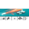 Zooglider (top) with a selection of zooplankton imagery the robot has captured. Top photo: Benjamin Whitmore