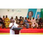 The Honourable Emelia Arthur, Minister of Fisheries and Aquaculture, speaks at an event to launch Ghana's first marine protected area. Image credit: Hen Mpoano