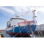 Naming and launching ceremony for the Arctic research vessel Mirai II (Credit: JAMSTEC/JMU)