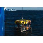 Remotely Operated Vehicle (ROV) SuBastian is deployed for a dive near the Bellingshausen Sea off Antarctica. Credit: Schmidt Ocean Institute