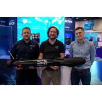 (L-R) Aidan Thorn, Marine Robotics Business Development Manager, at Sonardyne, Iain Vincent, Director & General Manager, at ecoSUB Robotics, and Anders Wikmar, Survey and Technical Director, at Njord Survey. © Sonardyne