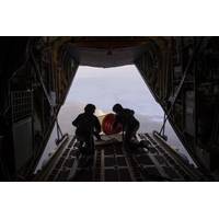 An Air-Deployable Expendable Ice Buoy is deployed in the high Arctic near the North Pole from a Royal Danish Air Force C-130 aircraft operating out of Thule Air Force Base in Greenland, as part of the International Arctic Buoy Program (IABP). Photo: United States Navy