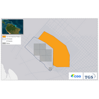 Foz de Amazonas Phase II extends coverage from existing 3D data into deeper water over prospective acreage identified by basin modeling, which is on-trend with other discoveries in the region. Credit: TGS