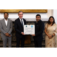 The attached image shows (l-r) Ankit Kumar, Plant Director, SDEL; David Lloyd, Vice President, Naval and Government Business, Lloyd’s Register; Mridul Babbar, Director, SDEL; and Sanyukta Singh, Chief Human Resources Officer, SDEL. Credit: LR