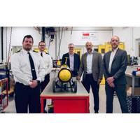 L-R: Captain Jim Lovell - Navy Develop - Head of Underwater Battlespace Capability, Commander Mark Butcher - Navy Develop - Hydrographic, Meteorology and Oceanographic Capability Sponsor, Jon Godsell, Maritime Systems Programme Manager, Dstl, NOC CEO Dr John Siddorn, and Andy Liddell, Head of Maritime Unmanned System, SALMO and Boats, Defence Equipment & Support (DE&S).
Credit: NOC