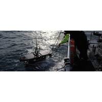 The crew of Icelandic Coast Guard survey vessel Baldur deploys a Wave Glider for measuring winds, February 22, 2017 (Photo: Scripps Institution of Oceanography)
