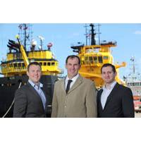 Ecosse Subsea Systems managing director, Mike Wilson, flanked by David Hunt (left) and Faris Lutfy