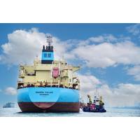ECOsubsea's sustainable hull-cleaning service vessel alongside the products tanker Maersk Callao in the Singapore anchorage. Image courtesy ECOsubsea