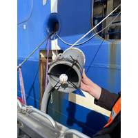 eDNA is collected on the sponge as water streams through the outlet during cleaning. (Photo: Leonie Suter)