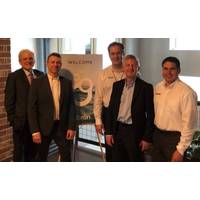Fibron held a new branding launch event at the Karbach Brewery Houston during the week of OTC. Pictured, left to right: Pat Herbert, Investor / Advisor; Bruno Cianfini, Managing Director; Dale Hislop, Sales Director; Patrick Kearney, Technical Director; and Marco Cano, Sales Manager – Americas. (Photo: Fibron)