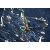 Fig.1. Sodebo Ultim arrives home after Thomas Coville’s record-breaking trip. (Photo Credit: Team Sodebo)