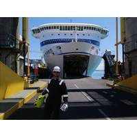 The first full in-water ship's hull survey with a mini ROV on Brittany Ferries' ship Bretagne. Photo courtesy BV