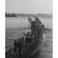 The German U-576 departs Saint-Nazaire, France, on the Atlantic coast, circa 1940-1942. The submarine was sunk in 1942 by aircraft fire after attacking and sinking the Nicaraguan freighter Bluefields and two other ships off North Carolina. (Credit: With permission from Ed Caram)
