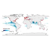 Global map of low oxygen or hypoxic zone which have become more prevalent and dangerous to marine life.  Figure courtesy of Breitburg, D., Levin, L.A., Oschlies, A., Grégoire, M., Chavez, F.P., Conley, D.J., Garçon, V., Gilbert, D., Gutiérrez, D., Isensee, K. and Jacinto, G.S., 2018. Declining oxygen in the global ocean and coastal waters. Science, 359(6371), p.eaam7240.
