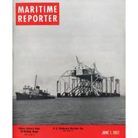 Gracing the cover of the June 1, 1957 edition was a  “Huge Oil Drilling Barge” the Margaret which was one of the largest ever built at 300 ft. long, 200 ft. wide and 93 ft. high, capable of an operating depth of 65 ft. Margaret was built by Alabama Dry Dock & Shipbuilding Company for the Ocean Drilling and Exploration Company, New Orleans.