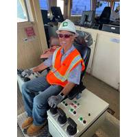 Harry Stewart, President and CEO, The Dutra Group, at the controls of the Harry S. Photo courtesy The Dutra Group