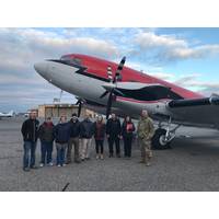 The JALBTCX team standing with COL. Thomas Asbery, Former District Commander, New York District, U.S. Army Corps of Engineers (far right), in front of their aircraft, at Long Island MacArthur Airport in Ronkonkoma, New York. Credit: USACE.
