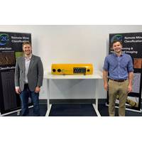Jason Gillham (left) and Chris Gilson with one of 2G Robotic’s latest RECON line of payloads for light, modular AUVs.
