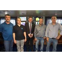 L-R: Kirk Regular, Fisheries & Marine Institute of Memorial University, Tommy Furey, Dr Peter Heffernan, Fabio Sacchetti, Marine Institute, Marcos Miguel Páscoa Parreira Rosa, Instituto Portugues do Mar e da Atmosfera (IPMA). Photo: Marine Institute